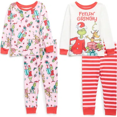 Komar Kids'  Feelin' Grinchy 2-pack Fitted Two-piece Pajamas In Red