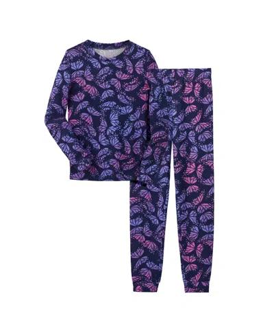 Komar Kids' Girls Butterfly Twin Hacci Pajama Set In Navy