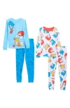 Komar Kids' Assorted 2-pack Print Fitted Two-piece Pajamas In Blue