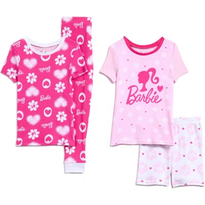 Komar Kids' Barbie® 4-piece Pajamas In Pink Print