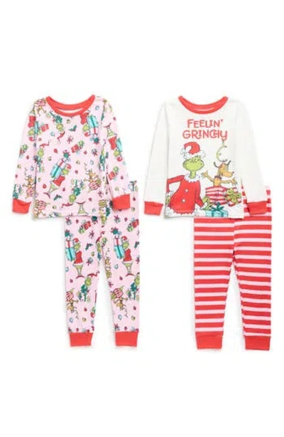 Komar Kids' Feelin' Grinchy 2-pack Fitted Two-piece Pajamas In Red