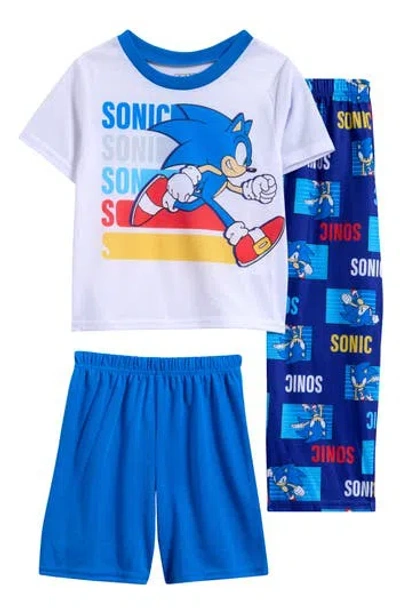 Komar Kids' Sonic 3-piece Pajamas In Blue/white
