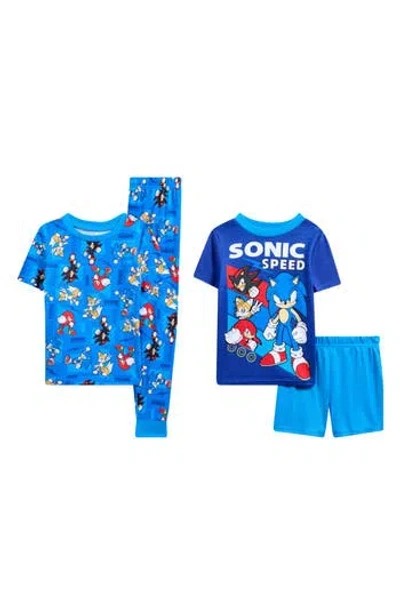Komar Kids' Sonic 4-piece Pajamas Set In Bright Blue