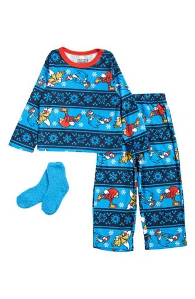 Komar Kids' Sonic The Hedgehog™ Fair Isle Two-piece Pajamas & Socks Set In Blue