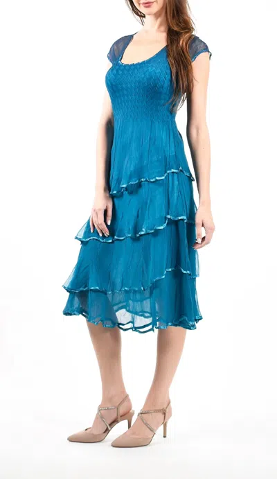 Komarov Beaded Peacock Blue Ombr Dress In Blue/teal In Multi | ModeSens