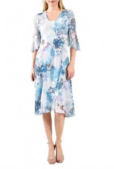 Komarov Bell Sleeve Dress In Aqua In Blue