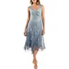 Shop Komarov Charmeuse & Chiffon Cocktail Dress In Ocean Blue Ombre