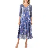 Komarov Charmeuse & Chiffon Cocktail Dress In Poppy Spray