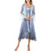 Komarov Charmeuse & Chiffon Cocktail Dress With Duster Jacket In Persian Viol Blue Om