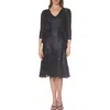 Komarov Charmeuse & Chiffon Cocktail Dress With Jacket In Black