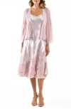 Komarov Charmeuse & Chiffon Dress With Jacket In Lotus