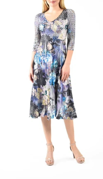 Komarov Charmuese Dress With Lace Sleeve In Multi