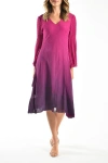 Komarov Chiffon A Line Dress With Split Sleeves In Pink