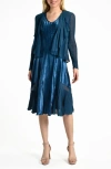 KOMAROV CHIFFON & CHARMEUSE COCKTAIL DRESS WITH JACKET