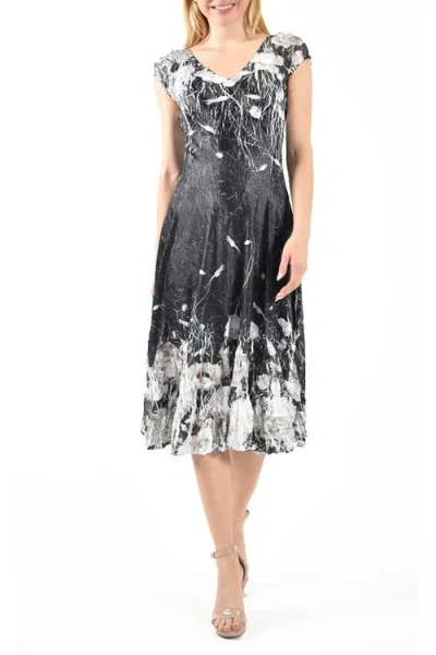 Komarov Dark Orchid Charmuese Cap Sleeve Dress In Gray