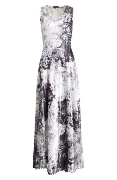 Komarov Floral Lace-up Charmeuse Maxi Dress In Darling Daisy