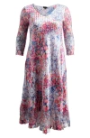 Komarov Floral Satin Charmeuse & Lace Cocktail Dress In Azalea