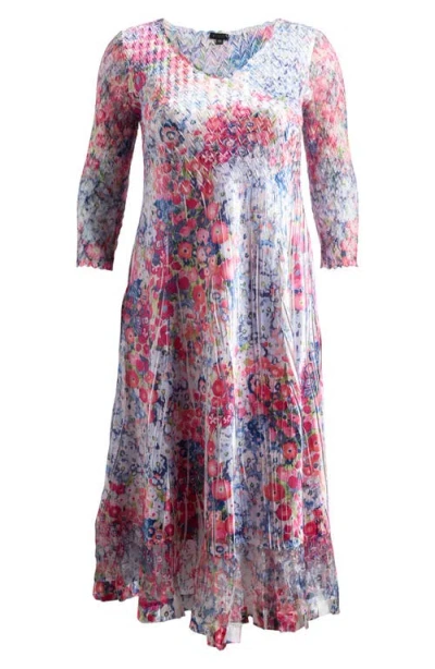 Komarov Floral Satin Charmeuse & Lace Cocktail Dress In Azalea