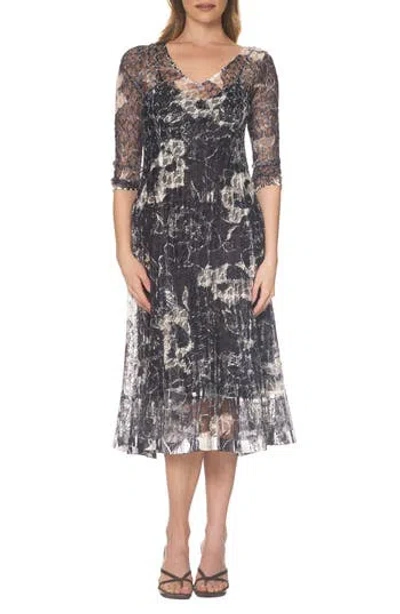 Komarov Lace Overlay Cocktail Dress In Multi