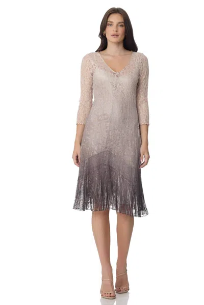 Komarov Lace Three-quarter Sleeve Dress In Beach Cafe Ombre In Multi