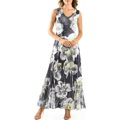 Komarov Lace-up Back Maxi Cocktail Dress In Midnight Poppy