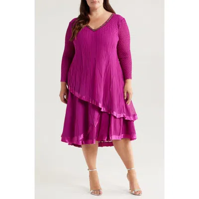 Komarov Layered Hem Cocktail Dress In Magenta