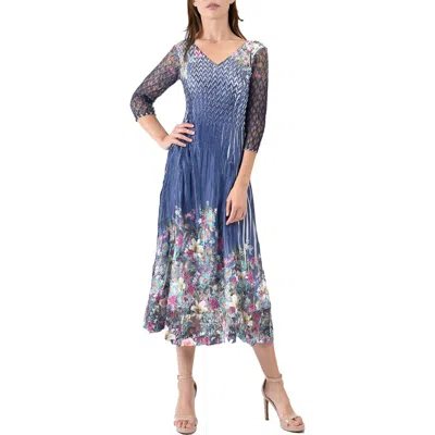 Komarov Midi Length Lace Sleeve Dress In Multi