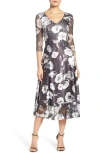 Komarov Mixed Media Midi Dress In Multi