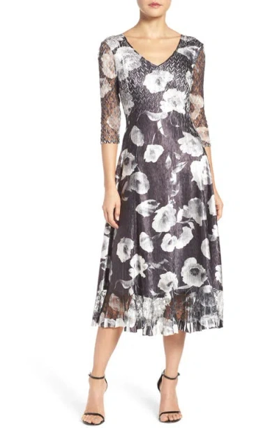 Komarov Mixed Media Midi Dress In Multi