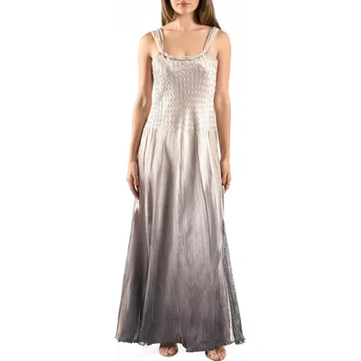 Komarov Ombré Charmeuse & Chiffon Gown In Beach Cafe Ombre