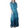 Komarov Ombre Cowl Neck Tiered Chiffon Ruffle Dress - Violet Blue In Violet Blue Ombre In Blue