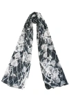 Komarov Painted Floral Chiffon Basket Shawl In Black