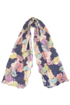 Komarov Painted Floral Chiffon Basket Shawl In Blue
