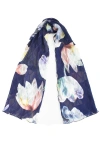 Komarov Painted Floral Chiffon Basket Shawl In Blue
