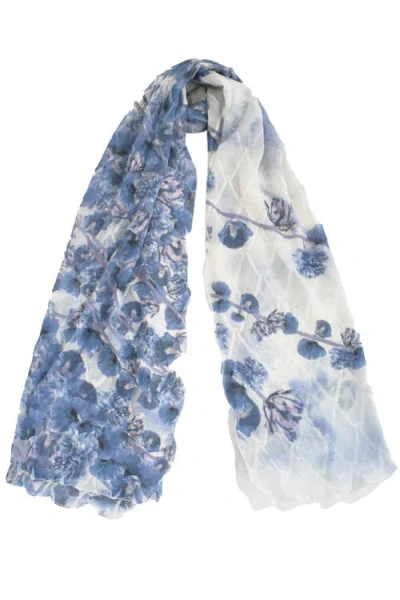 Komarov Painted Floral Chiffon Basket Shawl In Blue