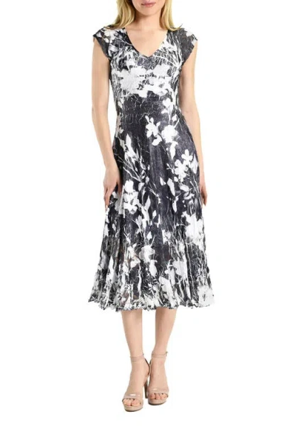Komarov Print Cap Sleeve Dress In Multi