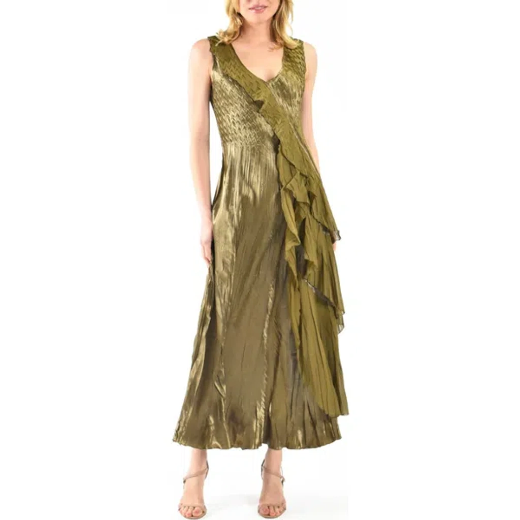 charmeuse and chiffon bridesmaid dress with ruffle Ink Blue Bridesmaid Dresses Genevieve Ruffles Charmeuse Deep V Neck A main image 0
