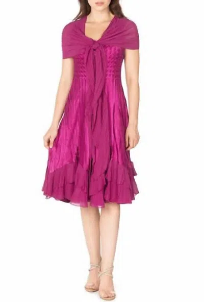 Komarov Shawl Sleeveless A-line Cocktail Dress In Magenta/poppy In Multi