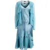 Komarov Textured Charmeuse & Chiffon Dress & Jacket Set In Silver Blue