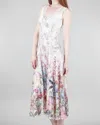 Shop Komarov Vivid Garden Lace Back Dress In White Floral In Multi