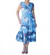 Komarov Women's Cap Sleeve Dress In Cobalt Burst In Multi