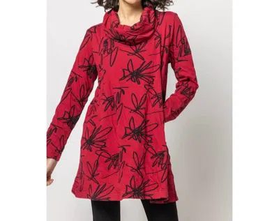 Komil Scribble Weave Cowl Tunic In Cherry In Red