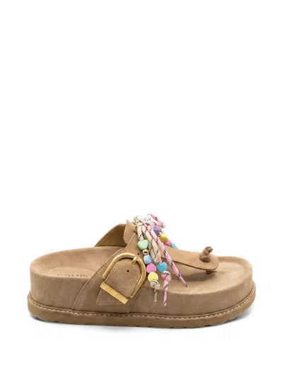 Komis & Komis Beaded Buckle-fastening Sandals In Neutral