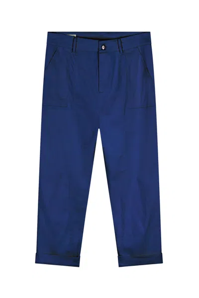 Komodo Men's Blue Nizana Organic Cotton Straight Leg Trousers Navy