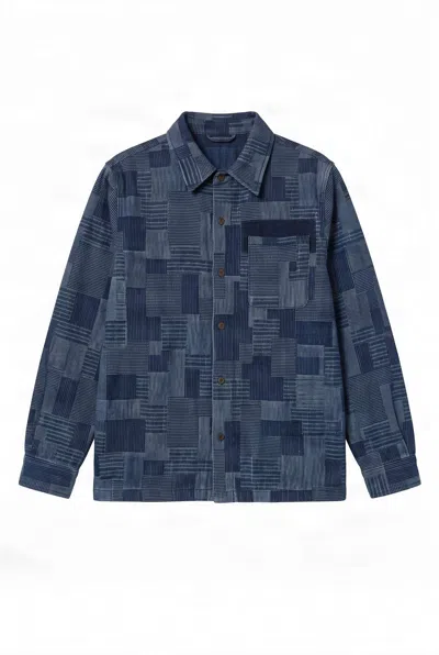 Komodo Men's Blue Paddy Organic Cotton Overshirt - Artisanal Denim In Multi