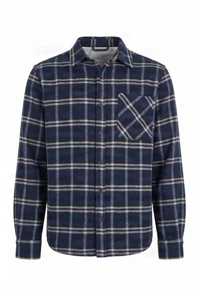 Komodo Men's Blue Santi Organic Cotton Flanel Shirt - Navy Check
