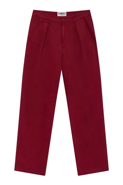 Komodo Men's Bowie - Loose Fit Organic Cotton Twill Trouser Wine Red