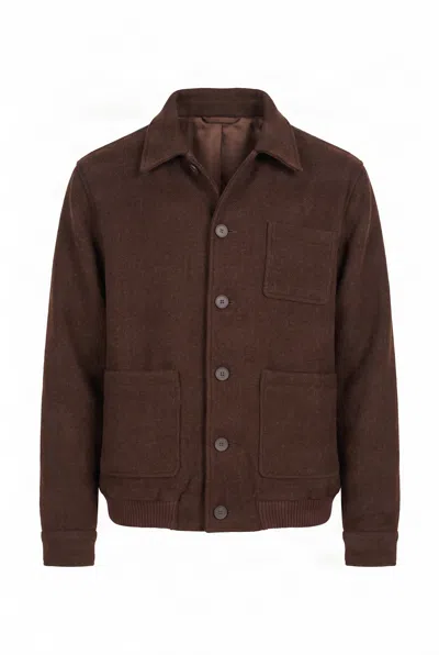 Komodo Men's Brown Noel Wool Blend Jacket - Chocolate In Animal Print