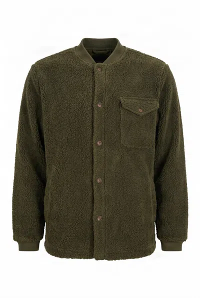Komodo Men's Green Cole Recycled Fleece Overshirt - Khaki