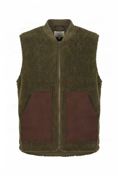 Komodo Men's Green Jamie Recycled Fleece Gilet - Khaki In Brown